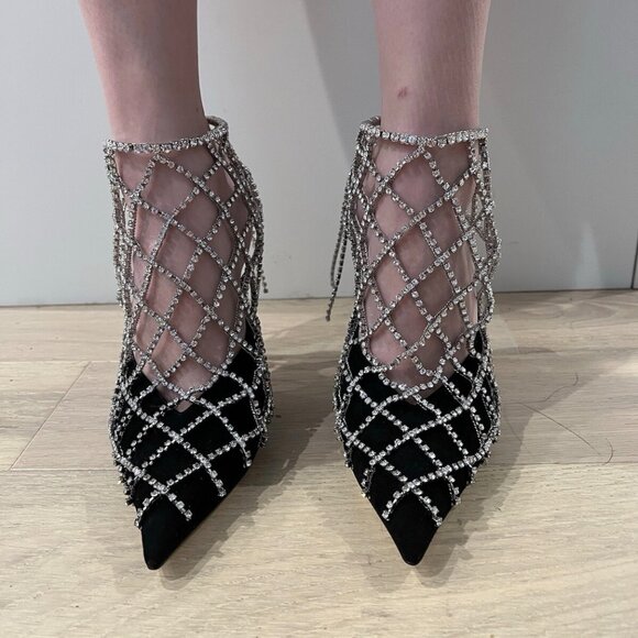 JIMMY CHOO Scotty Suede Pumps With Crystal Chains - Picture 6 of 10